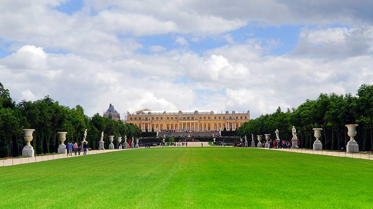 The impressive gardens leading up to the Palace of Versailles, Versailles, France