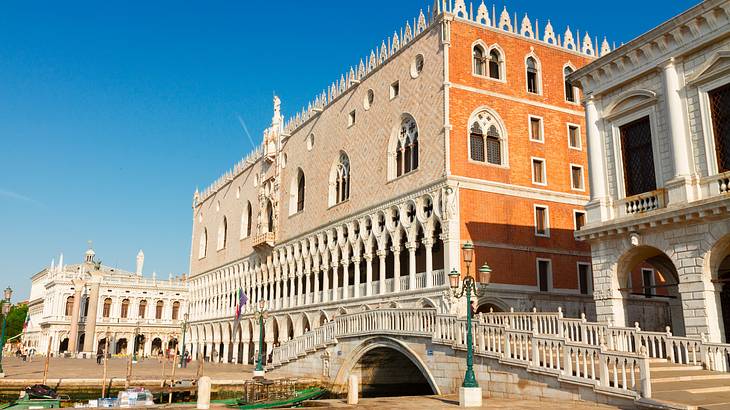 The outside architecture of Doge's Palace, Venice, Italy