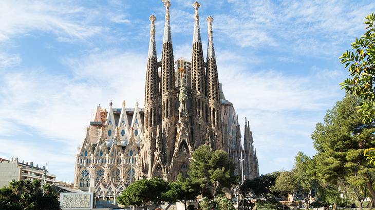 Outside view of the Basilica of the Sagrada Familia, Barcelona, Spain