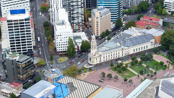 long weekend in Auckland - Aerial view of buildings and streets in Central Auckland