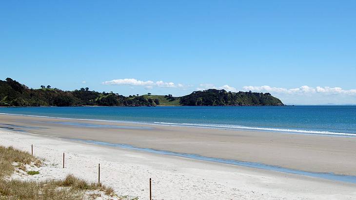 Auckland itinerary - View of the white sandy Oneroa Beach on Waiheke Island