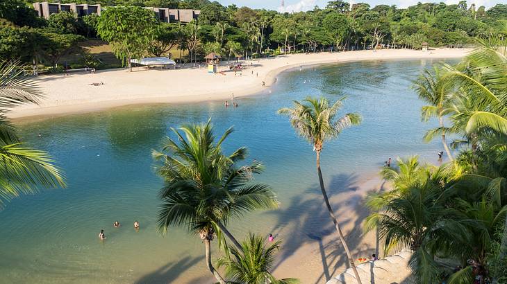 Sandy Siloso Beach on Sentosa Island in Singapore Sandy Siloso Beach on Sentosa Island in Singapore