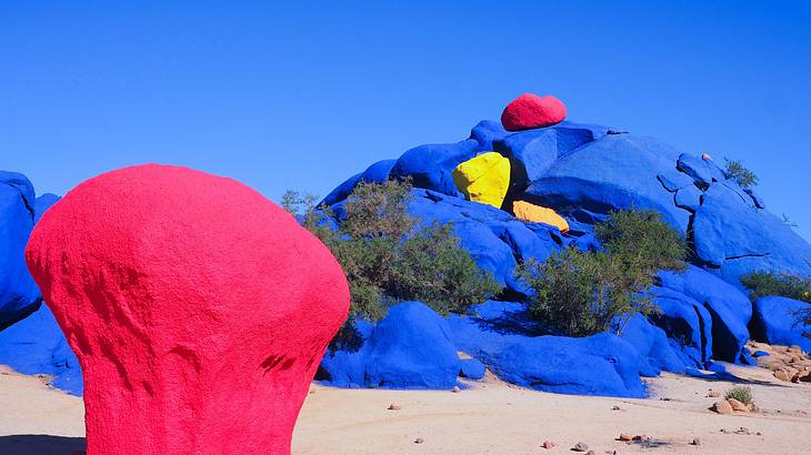The Painted Rocks giant art installation, outside of Tafraoute, Morocco
