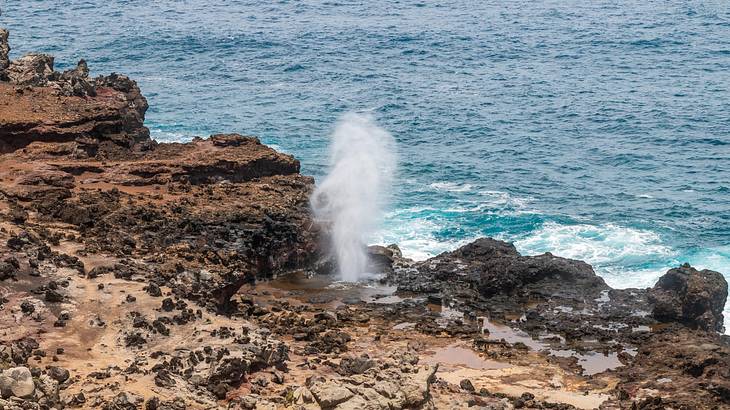 Water spouting up through a hole, Nakalele Blowhole, Maui, Hawaii, USA Water spouting up through a hole, Nakalele Blowhole, Maui, Hawaii, USA