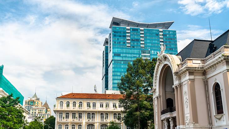 View of Saigon Opera House and other buildings in HCMC, Vietnam