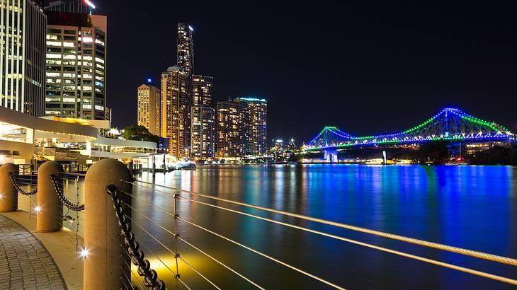 View of the Story Bridge over the Brisbane River from Eagle Street Pier
