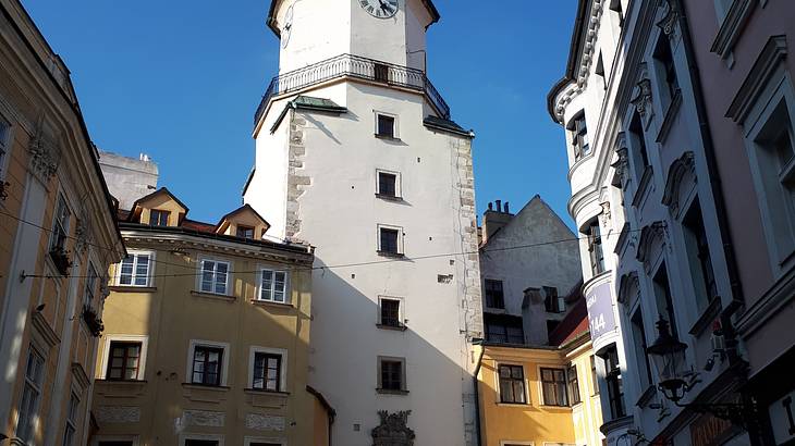 Picture of a white building and others in the Old Town, Bratislava, Slovakia