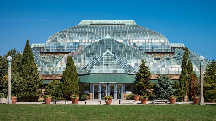 A dome-shaped building with a glass front