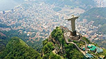 An aerial view of the Christ the Redeemer statue