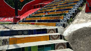 The multi coloured tiled Selaron steps in Rio de Janeiro