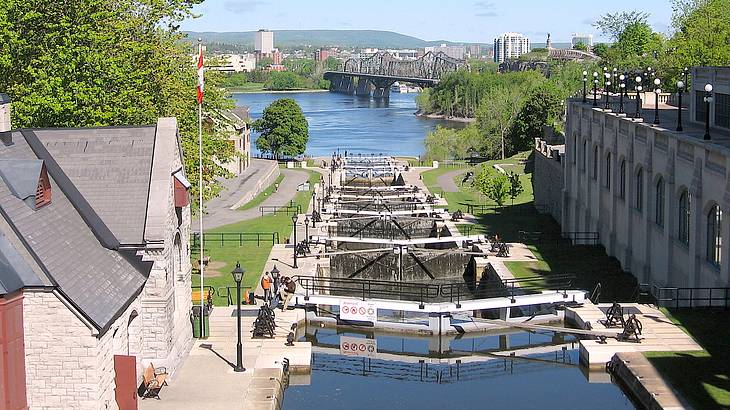 The Rideau Canal from above, one of the most famous landmarks in Canada