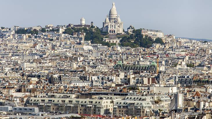 Panorama of a hill full of white buildings