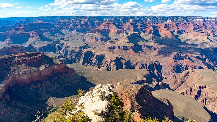Panoramic view of magnificent canyons on a sunny day from above