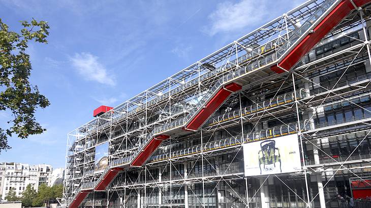 The Centre Pompidou's front view showing the building's strange exterior design