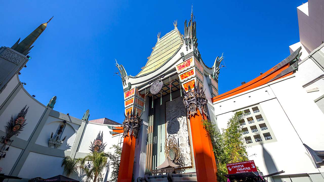 The facade of the TCL Chinese Theatres, one of the famous California landmarks