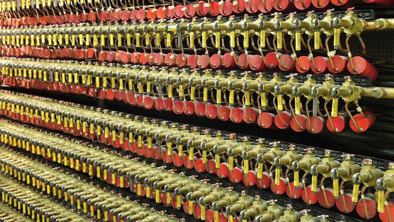 Rows and rows of valves make up part of the Nuclear B Reactor