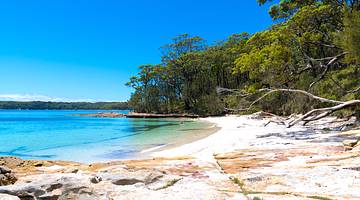 Beautiful clear blue water and white sand at Jervis Bay, NSW, Australia