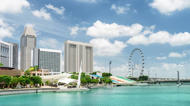 Beautiful view of Marina Bay and modern buildings in Singapore