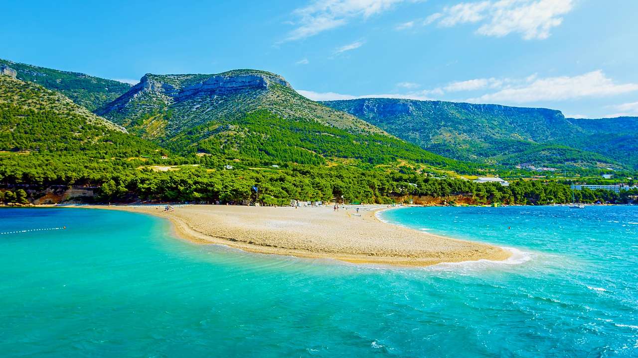 One of the best famous landmarks in Croatia is Zlatni Rat Beach