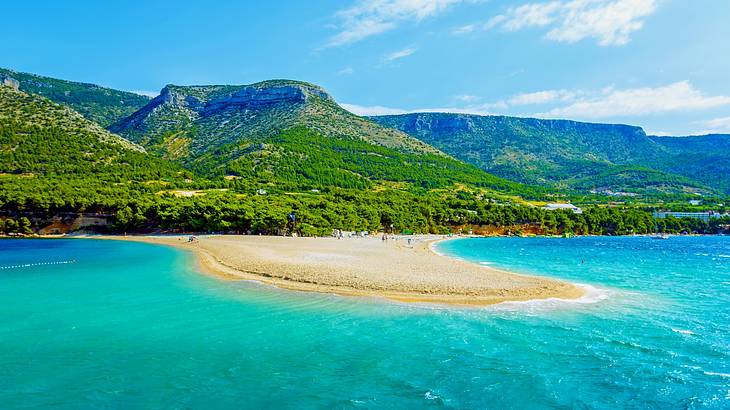 One of the best famous landmarks in Croatia is Zlatni Rat Beach