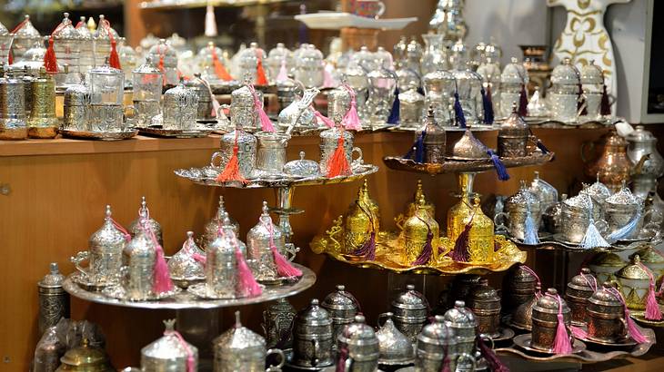 Lots of Turkish items on display at the Grand Bazaar in Istanbul