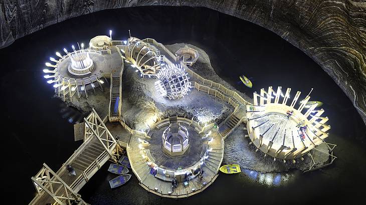 Disc-like structures in a dark salt mine in Romania