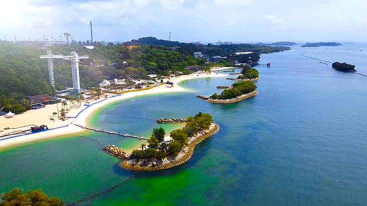 Sandy Siloso Beach on Sentosa Island in Singapore