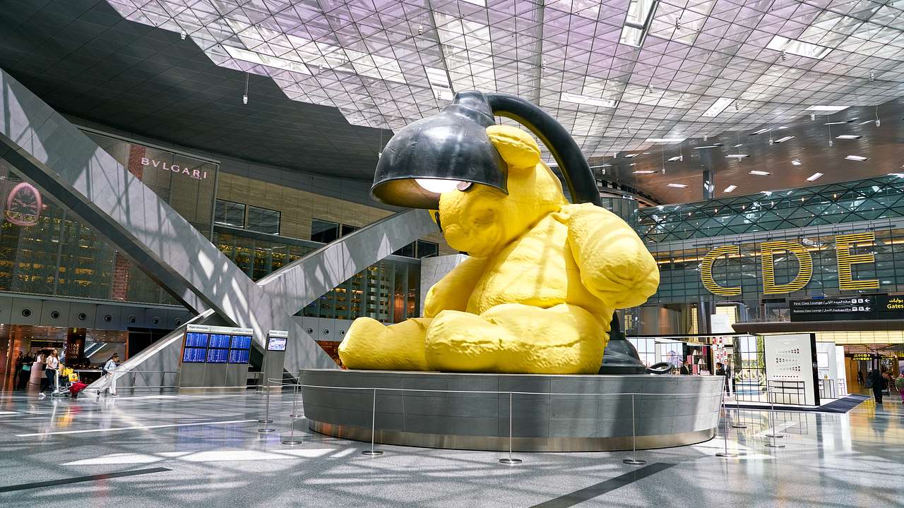 One of the most interesting facts about Qatar is the giant teddy bear at the airport