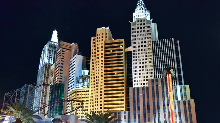 New York, New York in Las Vegas at night, Nevada, USA