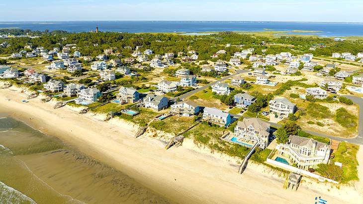 Corolla Beach from above, one of the best towns in the Outer Banks, North Carolina