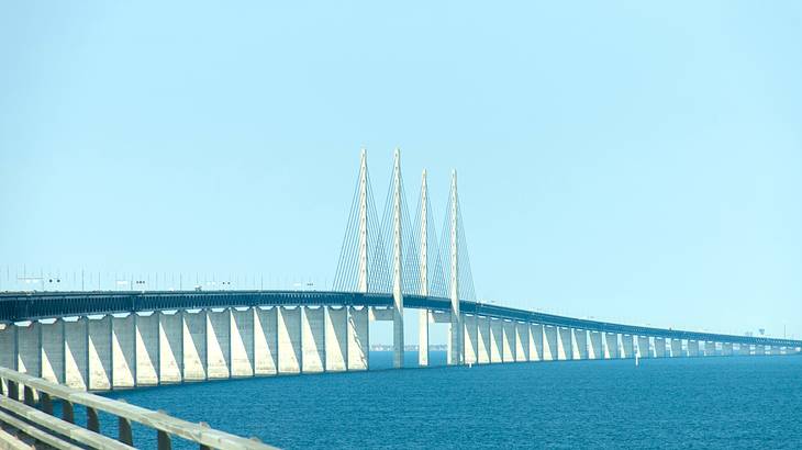 A long bridge over a body of water