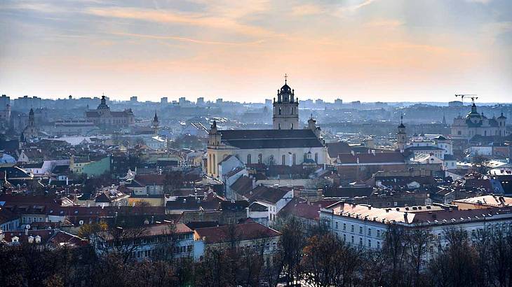 Sunset view of Vilnius from Gediminas' Hill, Lithuania