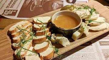 Lithuanian Cheese Platter, served with honey and bread, Lithuania
