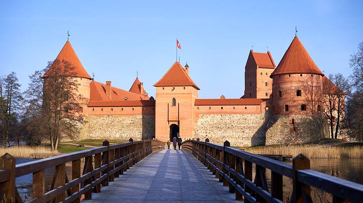 Trakai Island Castle, seen from the bridge, Lithuania