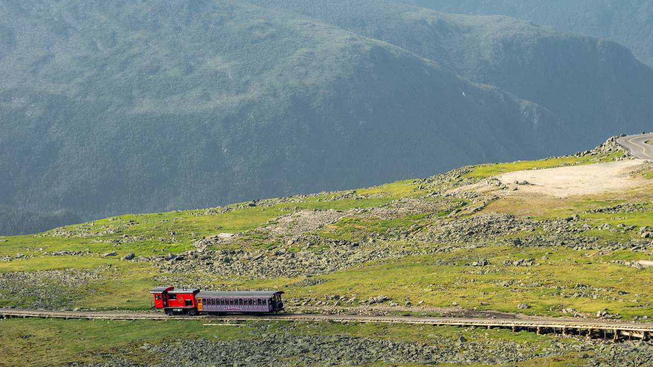 A railway on a greenery-covered mountain