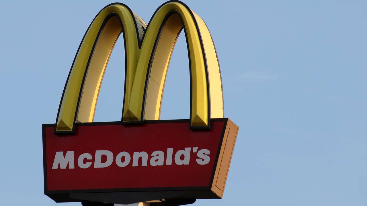 A yellow and red McDonald's logo