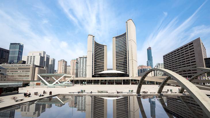 View of buildings and a square in Downtown Toronto, Ontario, Canada