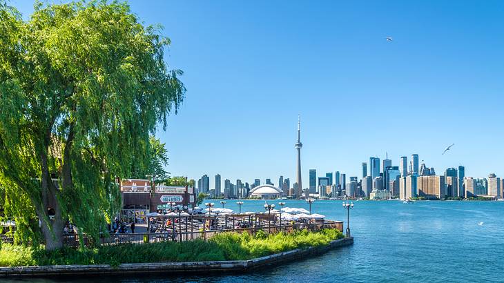 Toronto Island on the left, with Toronto skyline in the background, Ontario, Canada