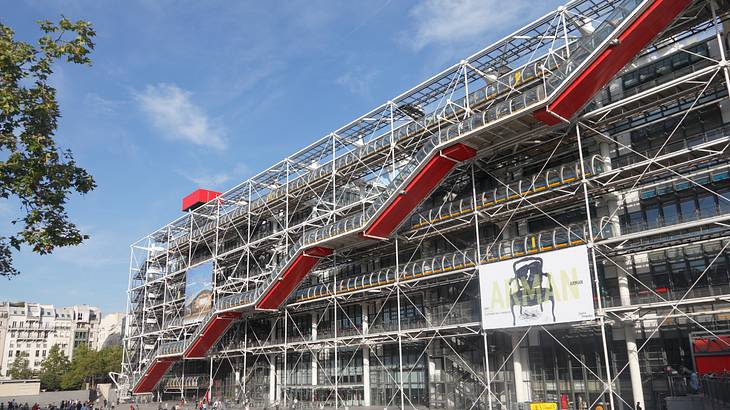 The Centre Pompidou's front view showing the building's strange exterior design