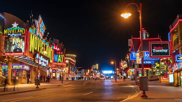 Buildings with illuminated billboards