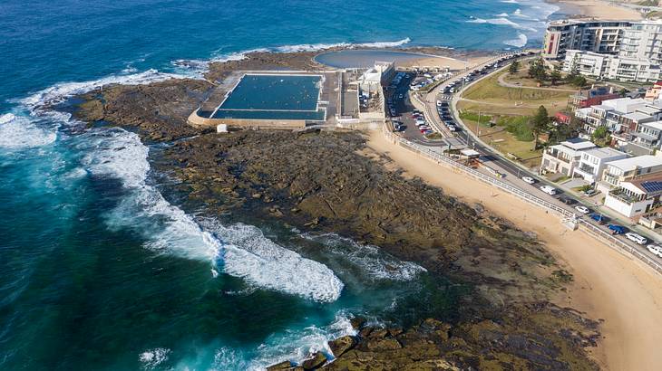 Aerial view of Newcastle Baths and the Cowrie Hole, NSW, Australia Aerial view of Newcastle Baths and the Cowrie Hole, NSW, Australia