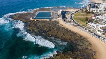 Aerial view of Newcastle Baths and the Cowrie Hole, NSW, Australia