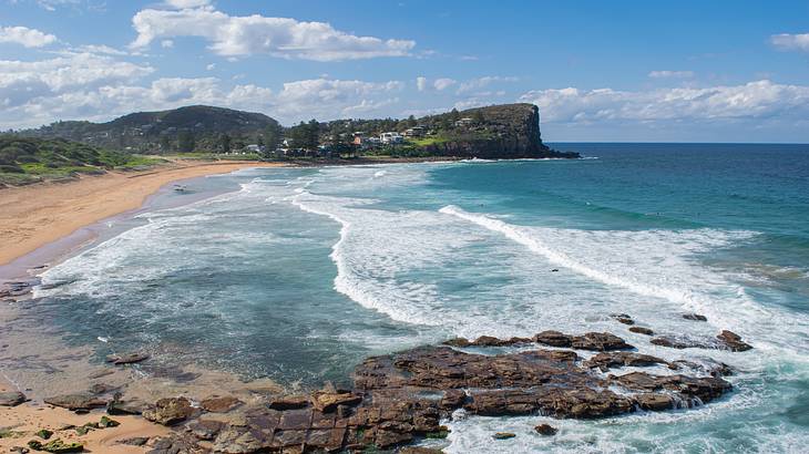 Top view of a beach in the Northern Beaches, NSW, Australia Top view of a beach in the Northern Beaches, NSW, Australia