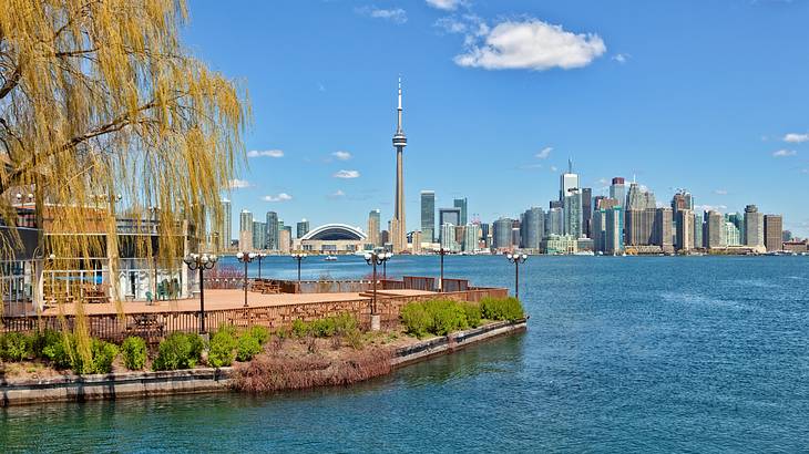 Toronto Island on the left, with Toronto skyline in the background, Ontario, Canada