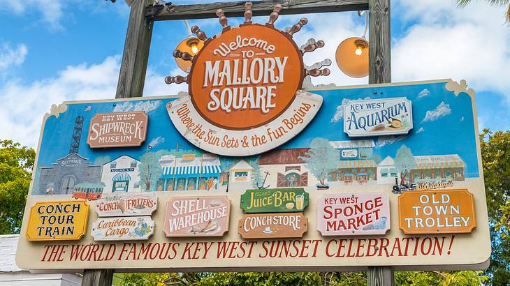 After visiting Key West landmarks, strolling and dining in Mallory Square is a must