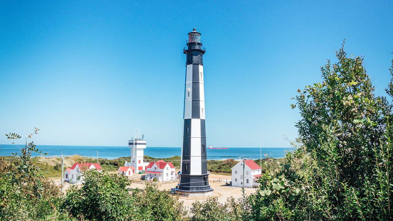 The new Cape Henry Lighthouse is one of the landmarks in Virginia Beach, Virginia