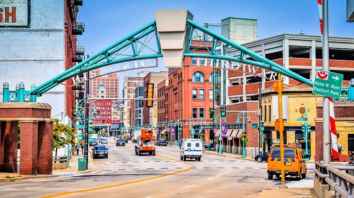 A welcome arch saying Historic Third Ward A welcome arch saying Historic Third Ward
