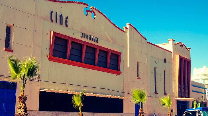 Art Deco buildings and former cinema in Sidi Ifni, Morocco