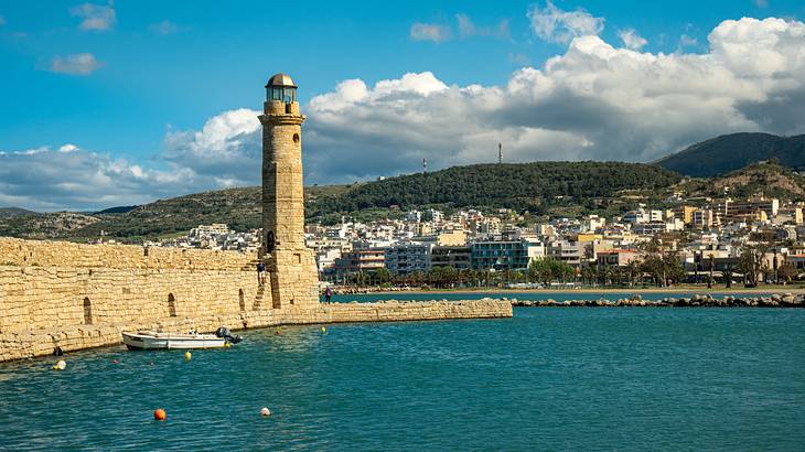 Coastline, Lighthouse, Rethymno, Crete, Greece