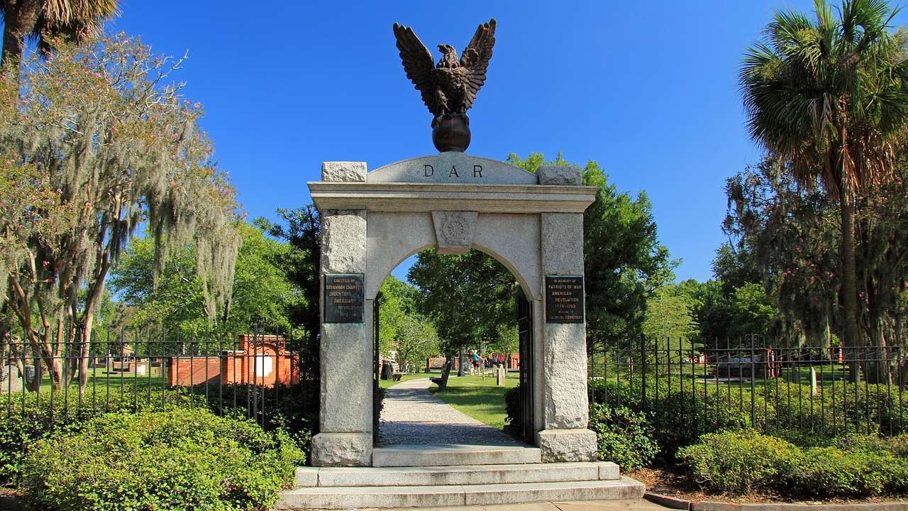 An arch at Colonial Park Cemetery, one of the historical sites in Savannah, Georgia